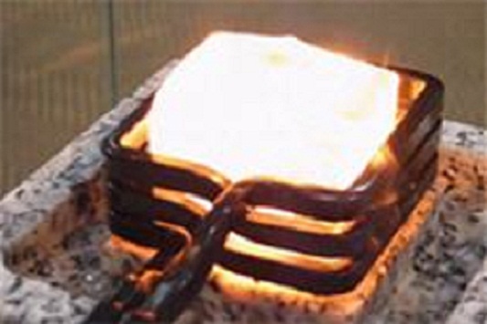 Red-hot ice cube by induction heating